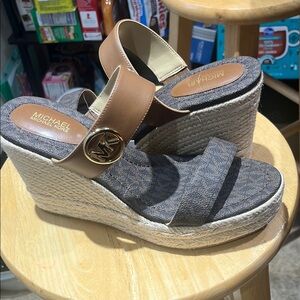 Michael Kors Brown Wedge Shoes with Espadrille Sole